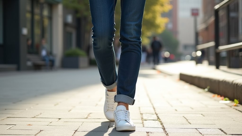 slim jeans and trainers
