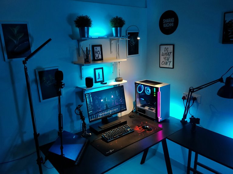 gaming desks with shelves