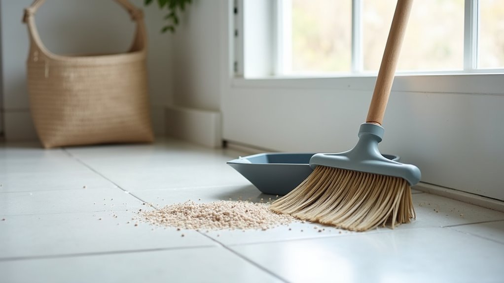 soft bristles and dustpan